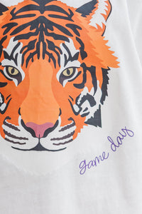 Girls: White Gameday Tiger Graphic Tee