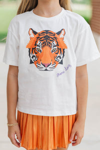 Girls: White Gameday Tiger Graphic Tee