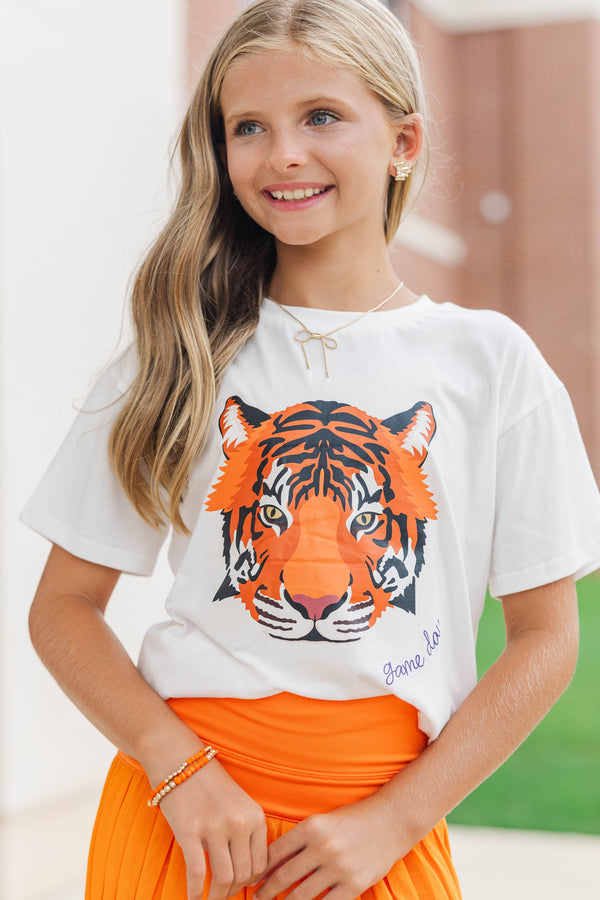Girls: White Gameday Tiger Graphic Tee