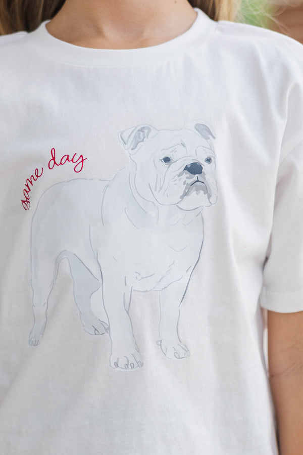 Girls: White Gameday Bulldog Graphic Tee
