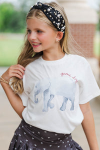 Girls: White Gameday Elephant Graphic Tee