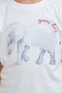 Girls: White Gameday Elephant Graphic Tee