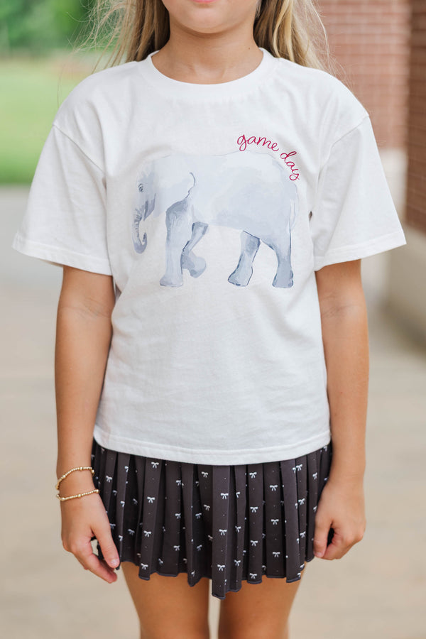 Girls: White Gameday Elephant Graphic Tee