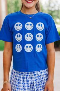 Girls: So Many Smiles Royal Blue Graphic Tee