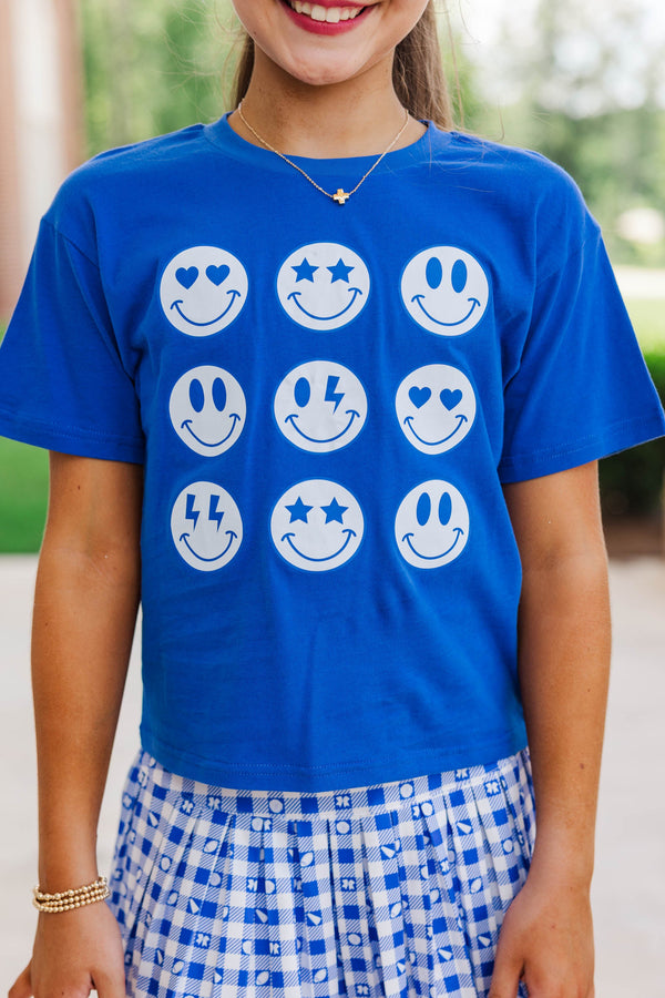 Girls: So Many Smiles Royal Blue Graphic Tee