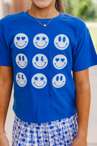 Girls: So Many Smiles Royal Blue Graphic Tee