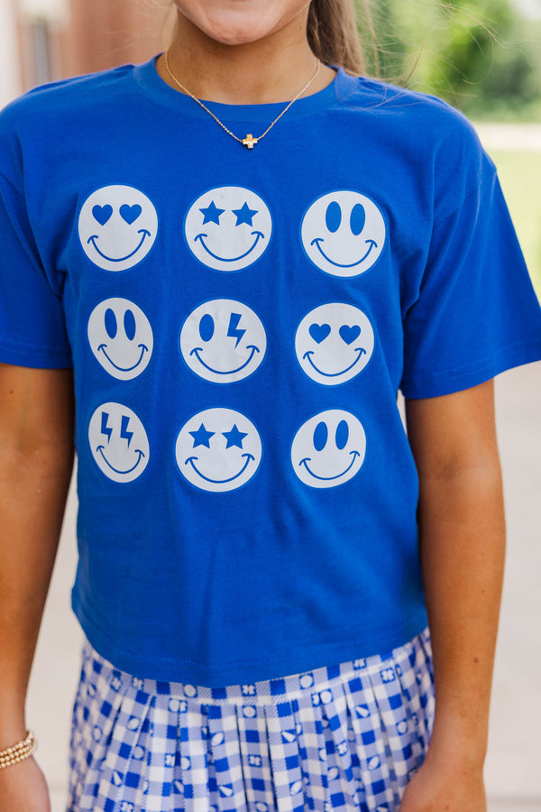 Girls: So Many Smiles Royal Blue Graphic Tee