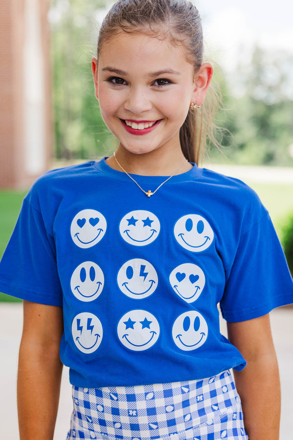 Girls: So Many Smiles Royal Blue Graphic Tee