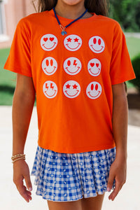 Girls: So Many Smiles Orange Graphic Tee