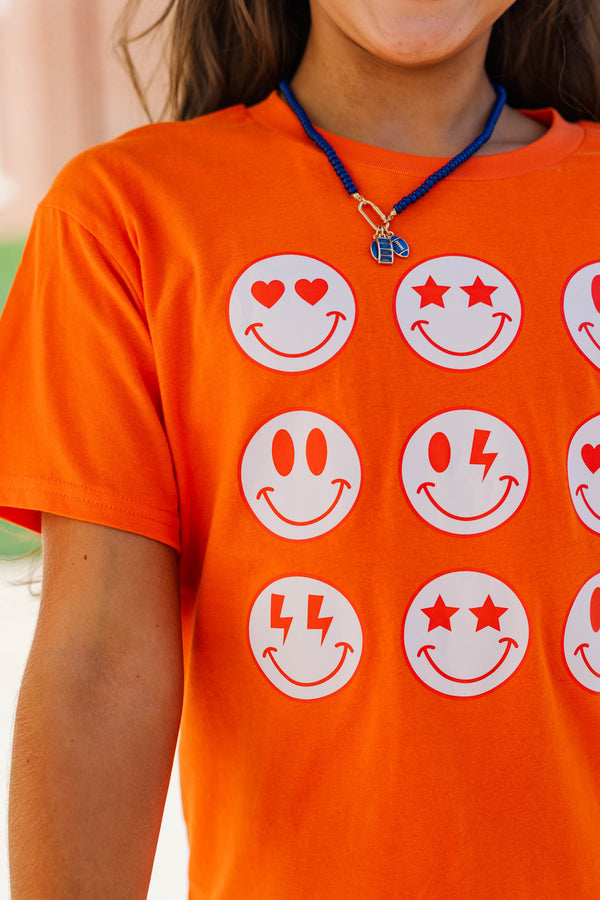 Girls: So Many Smiles Orange Graphic Tee