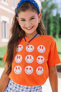 Girls: So Many Smiles Orange Graphic Tee