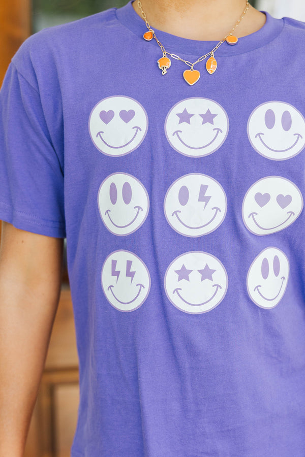 Girls: So Many Smiles Purple Graphic Tee