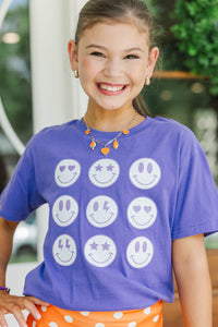 Girls: So Many Smiles Purple Graphic Tee