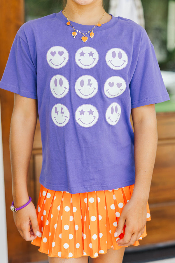 Girls: So Many Smiles Purple Graphic Tee