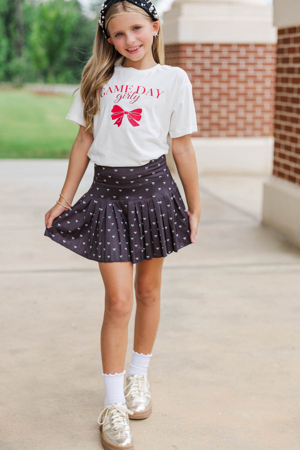 Girls: Gameday Girly Red Bow Graphic Tee