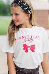Girls: Gameday Girly Red Bow Graphic Tee