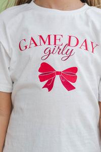 Girls: Gameday Girly Red Bow Graphic Tee