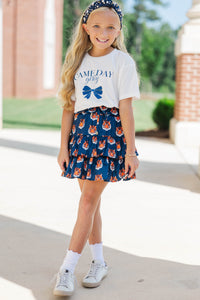 Girls: Gameday Girly Navy Bow Graphic Tee