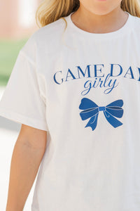 Girls: Gameday Girly Navy Bow Graphic Tee