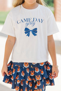 Girls: Gameday Girly Navy Bow Graphic Tee