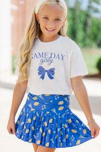 Girls: Gameday Girly Royal Blue Bow Graphic Tee