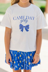 Girls: Gameday Girly Royal Blue Bow Graphic Tee