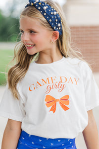 Girls: Gameday Girly Orange Bow Graphic Tee