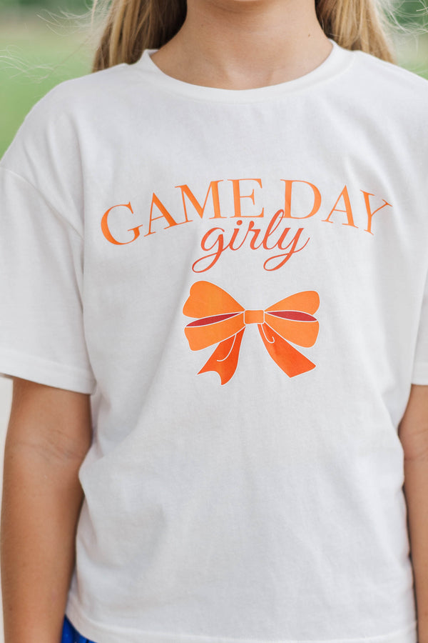 Girls: Gameday Girly Orange Bow Graphic Tee