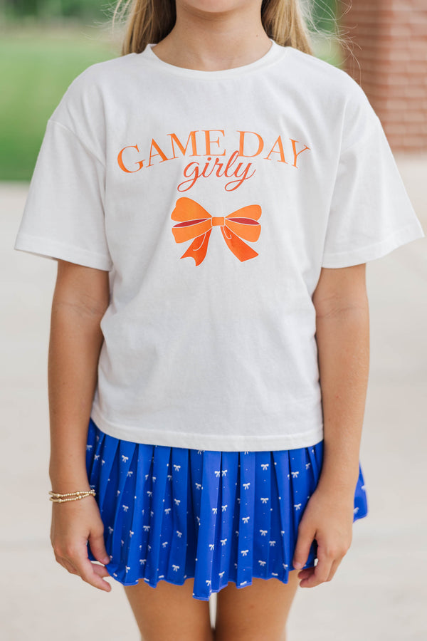 Girls: Gameday Girly Orange Bow Graphic Tee