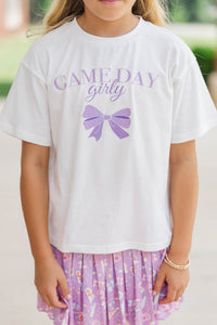 Girls: Gameday Girly Purple Bow Graphic Tee