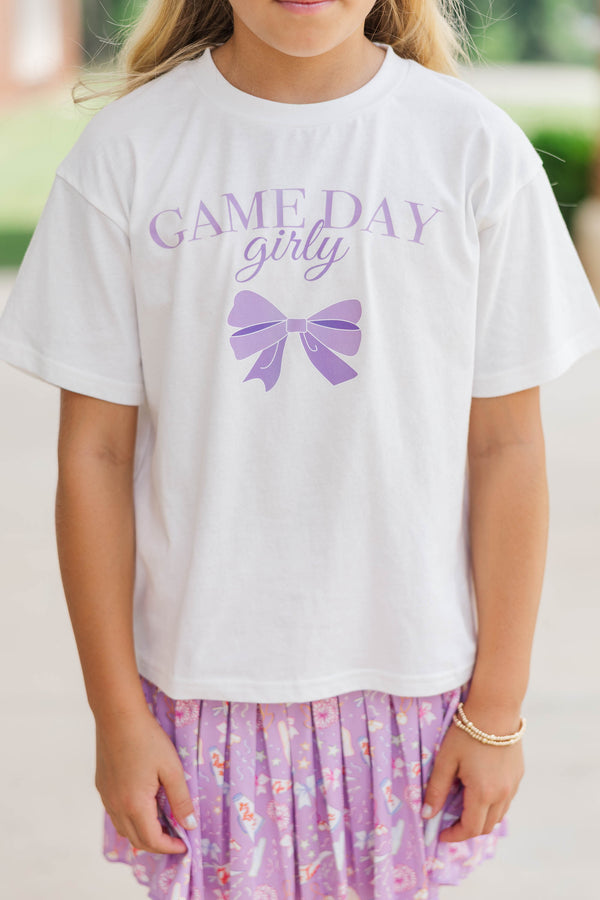 Girls: Gameday Girly Purple Bow Graphic Tee