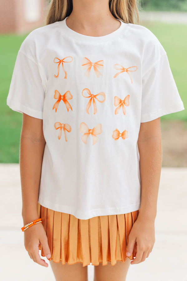 Girls: In My Girly Era Orange Bow Graphic Tee