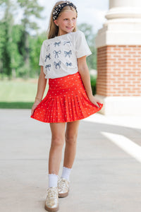 Girls: The Sadie Red Bow Print Skort