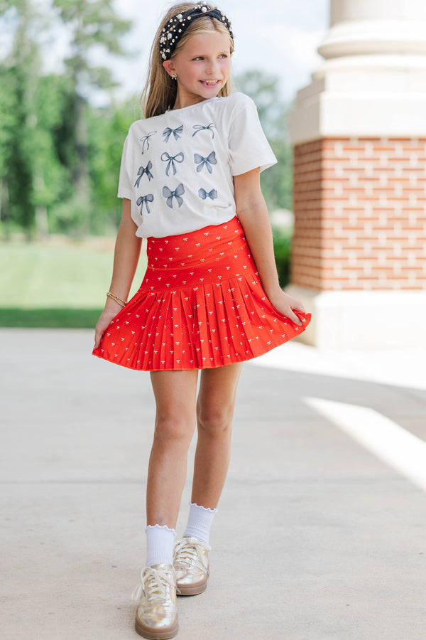 Girls: The Sadie Red Bow Print Skort