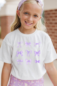Girls: In My Girly Era Purple Bow Graphic Tee