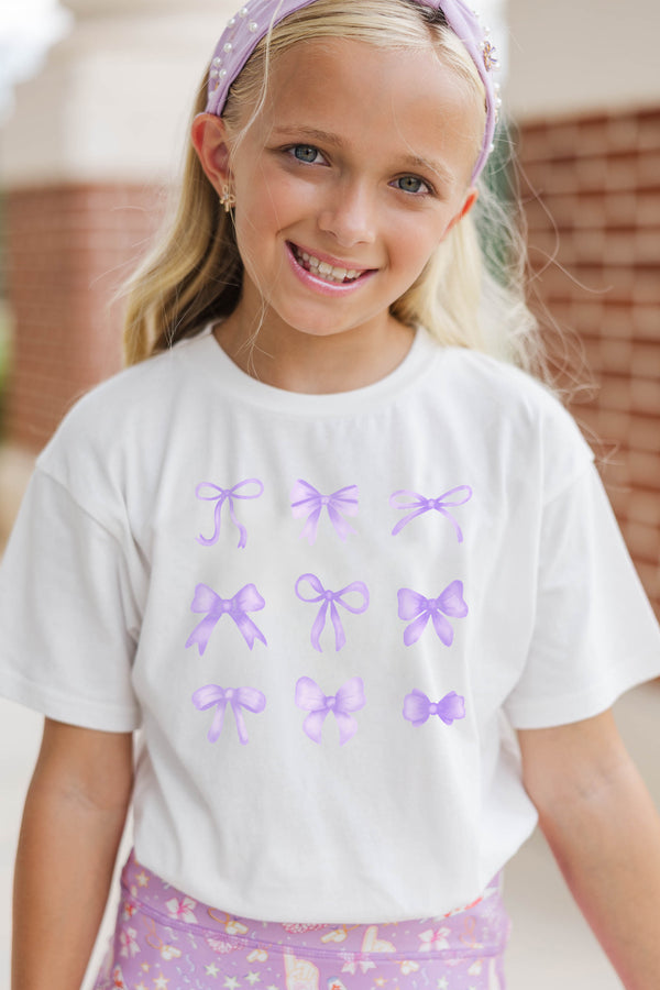 Girls: In My Girly Era Purple Bow Graphic Tee
