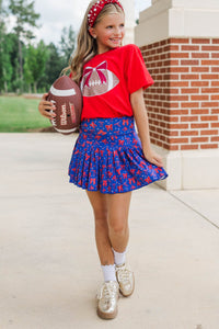 Girls: Football Bow Red Graphic Tee
