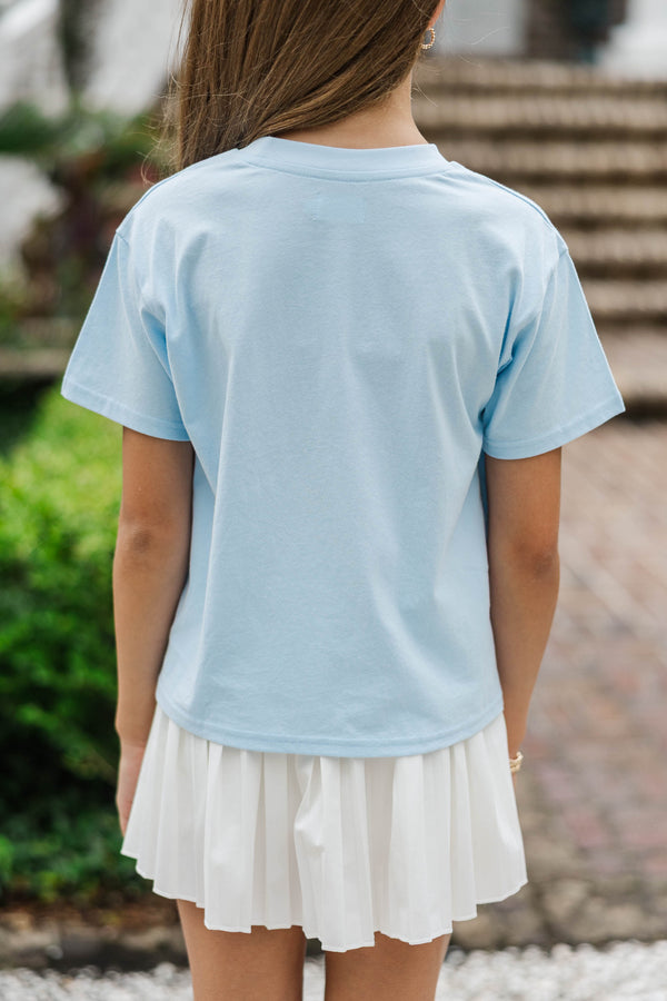 Girls: Pumpkin Pop Floral Light Blue Graphic Tee