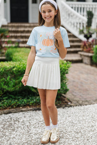 Girls: Pumpkin Pop Floral Light Blue Graphic Tee