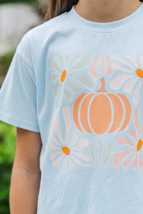 Girls: Pumpkin Pop Floral Light Blue Graphic Tee