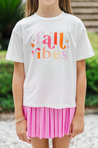 Girls: Fall Vibes White Graphic Tee