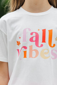 Girls: Fall Vibes White Graphic Tee