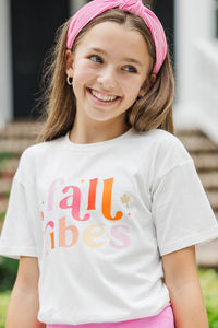 Girls: Fall Vibes White Graphic Tee