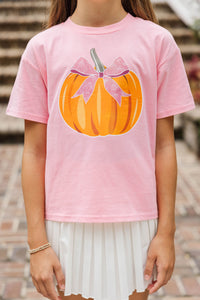 Girls: True Spirited Pumpkin Bow Blush Graphic Tee