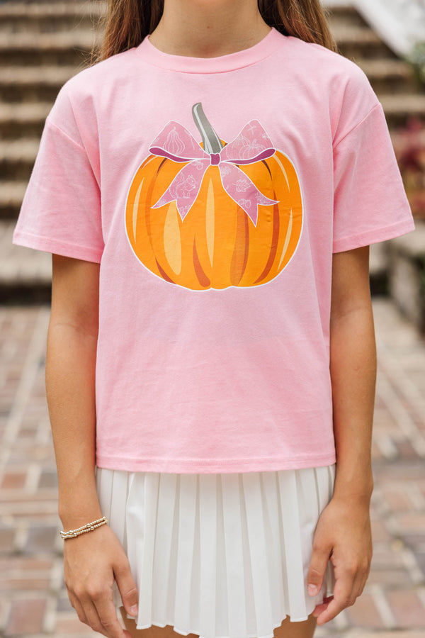 Girls: True Spirited Pumpkin Bow Blush Graphic Tee