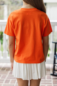 Girls: Thankful Orange Script Graphic Tee