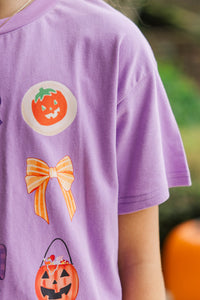 Girls: Spooky Cute Lavender Graphic Tee