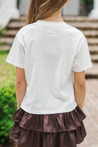 Girls: Thankful Block White Graphic Tee