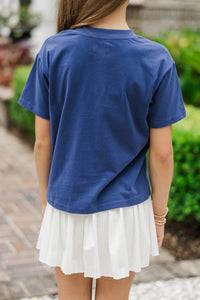 Girls: Farm Fresh Pumpkins Navy Graphic Tee