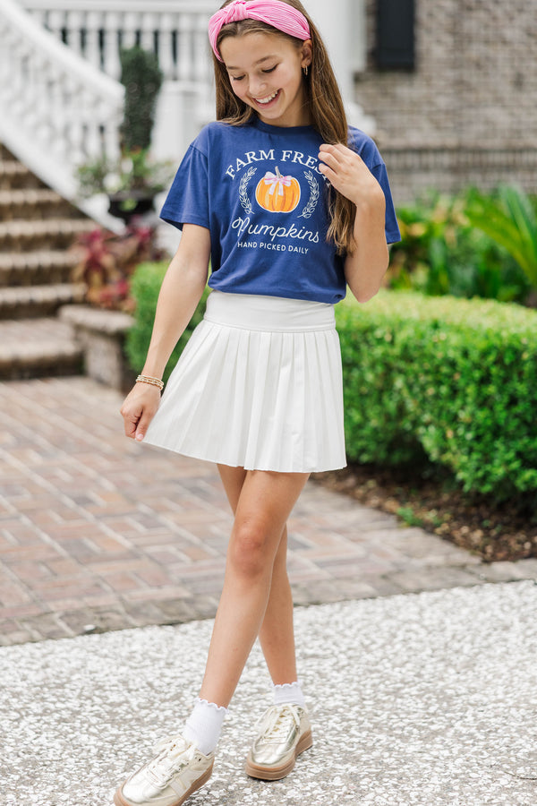 Girls: Farm Fresh Pumpkins Navy Graphic Tee